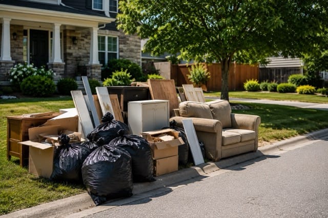 Curbside junk pick up service by Alberta Strong Junk Removal & Hauling in Spruce Grove, Alberta