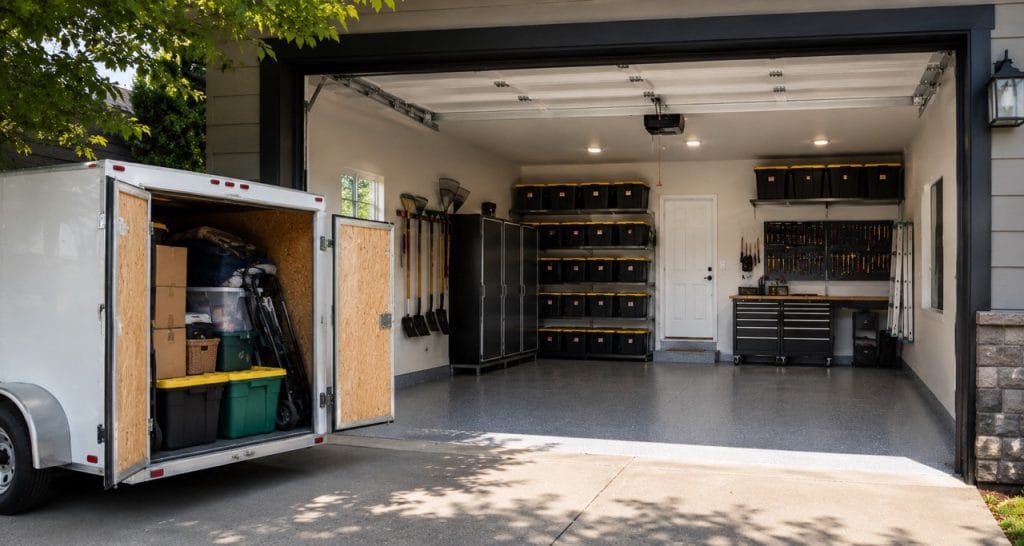 Garage Cleanout Services Clean residential garage after junk removal by Alberta Strong Junk Removal & Hauling in Spruce Grove