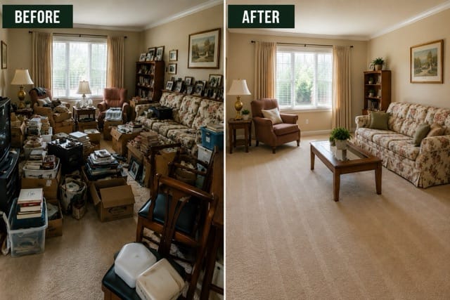senior downsizing before after